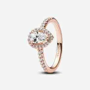 Bague Halo Poire Scintillante-l’Or Rose