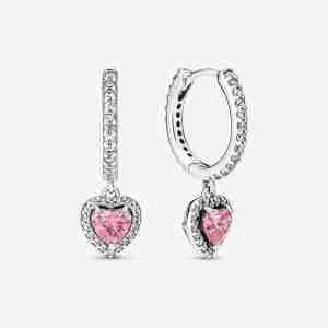 Boucles d'Oreilles Créoles Cœur Halo Scintillant