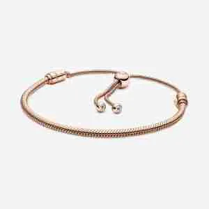 Bracelet Coulissant Maille Serpent Pandora Moments-Or rose