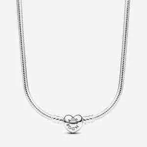 Collier Maille Serpent Fermoir Cœur Pandora Moments