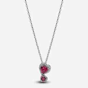 Collier à Pendentif Cœurs Halo Rouge