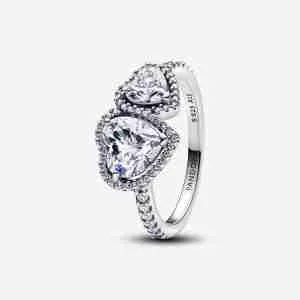 Bague Cœurs Halo Scintillant