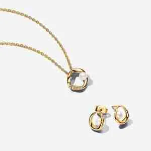 Parure Collier & Clous d’Oreilles Ovale Organique et Perles de Culture