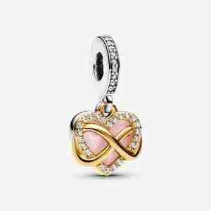 Charm Pendant Cœur Infini Scintillant-Bicolore