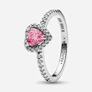Bague Cœur Rose Surélevé