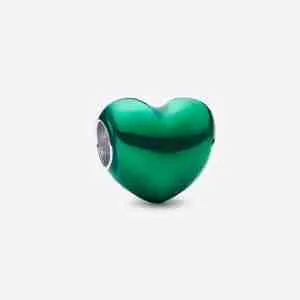 Charm Cœur Vert Métallique