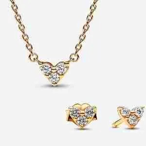 Parure Dorée à l'Or Cœur Trois Pierres